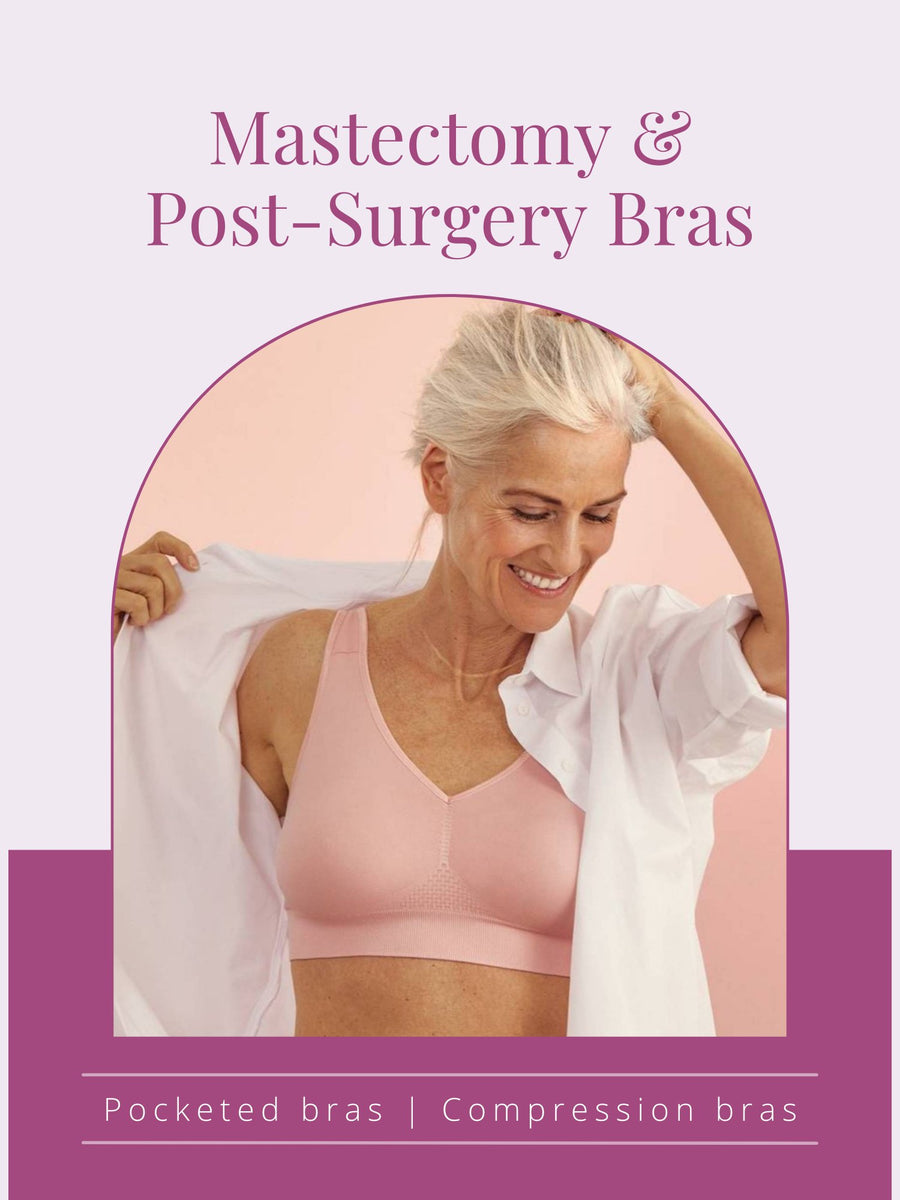 Lervanla Mastectomy Bras with Pockets Non Wired Post Up Bras Support Breast  Inserts for Everyday Bra